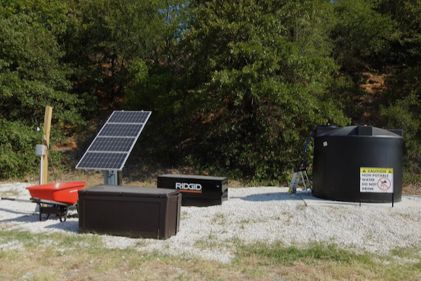 Solar watering system at Lake Arlington Spillway Pollinator Garden. Photo by Michael Smith.