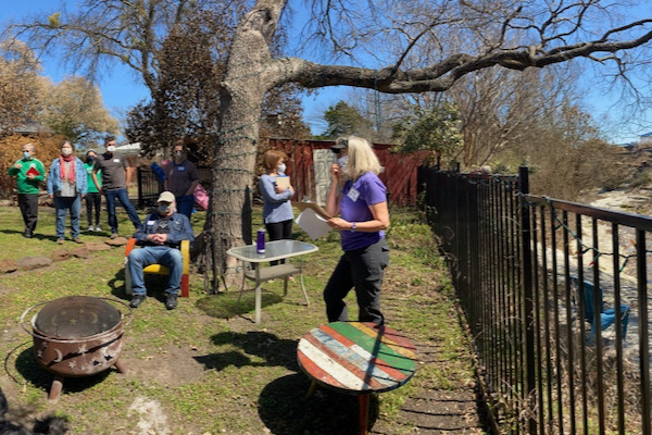 Nearly three dozen neighbors showed up for a meeting about the creek destruction. Photo by Stalin SM.