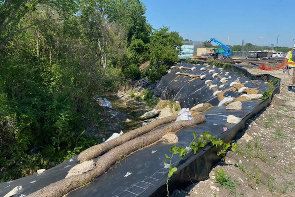 Temporary creek bank stabilization brought relief to the situation, with boulders removed from the creek holding things down.   by Kristi Kerr Leonard.