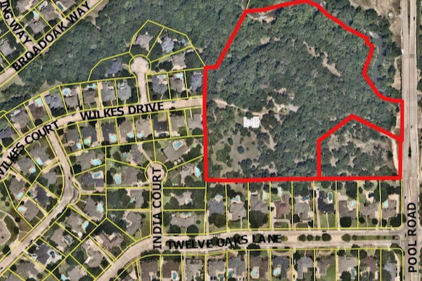Map of wooded area. Courtesy of Save Colleyville Trees