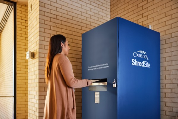 Comerica's shred sites are located inside banking centers. Courtesy of Comerica.