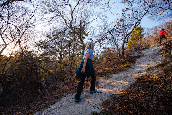 Kristi Kerr Leonard ascends the Scyene Overlook at Piedmont Ridge. Photo by Stalin SM/Wild DFW.