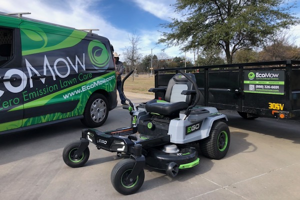 This battery-powered riding mower is one of two that EcoMow has added to its fleet of all-electric equipment. Photo courtesy of Stephen Gault. 