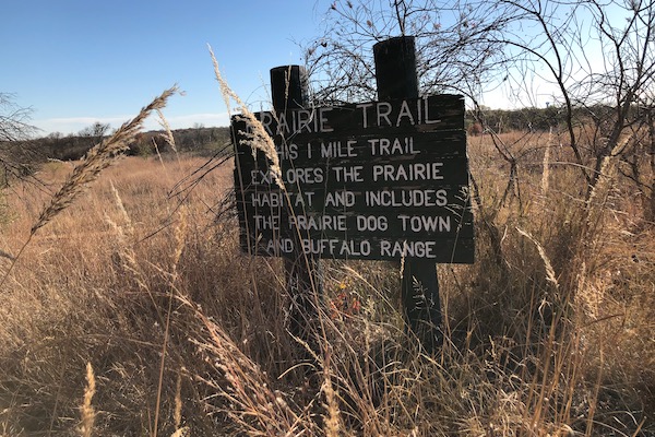 Prairie Trail sign at Fort Worth Nature Center