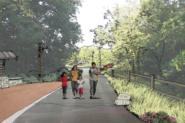 Two nature-loving benefactors came together to help the Five Mile Urban Greenbelt and its associated parks closer to fruition. Rendering courtesy of Trust for Public Land. 