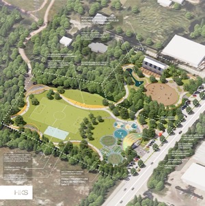 Conceptualization of Floral Farms Park. Courtesy of HKS.