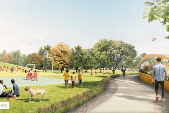 Floral Farms Park conceptual drawing. Courtesy of HKS.
