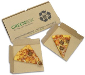 GreenBox 10 Recycled Pizza Boxes w/ Built-In Plates & Storage