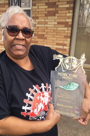 Marsha Jackson with 2020 Award. Photo by Dick Guldi.