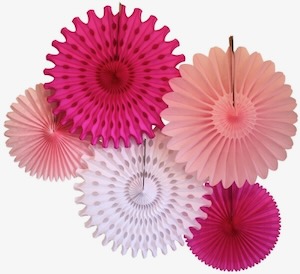 Reuseable pink paper fans from Shifka Designs on Etsy.