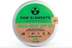 Raw Elements sunscreen is made from vegan and eco-frienldy ingredients.