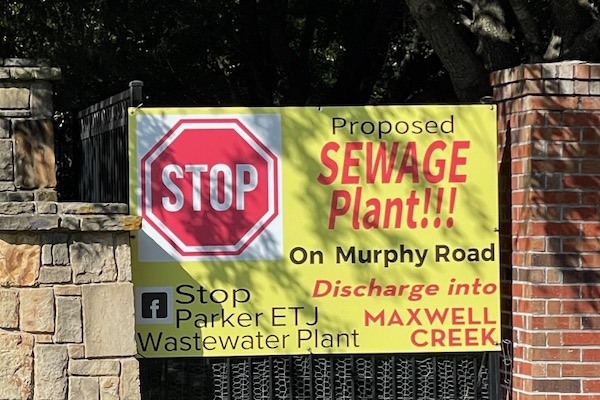 Collin County Wastewater Plant Protest Sign