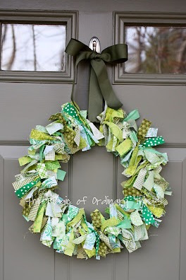 St Patty's Day Rag Wreath. Courtesy of the Magic of Ordinary Things.