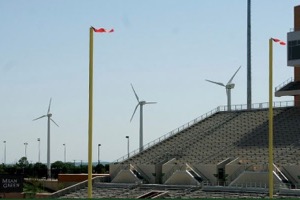 UNT Apogee Stadium wind turbines