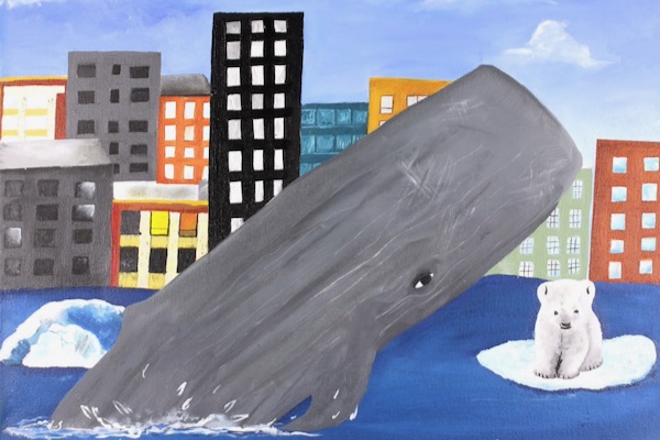 "Flooded City" an oil on canvas by Tuyen Bien of Tennyson Middle School