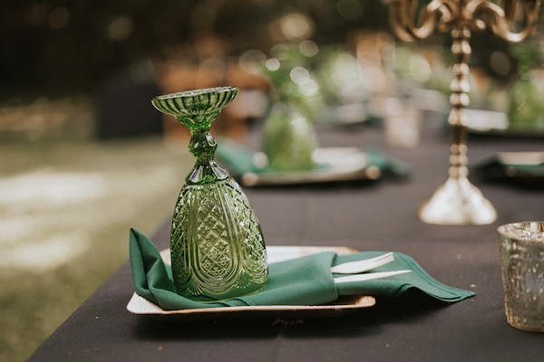 A place setting at a green themed wedding, held Earth Day Weekend in Fort Worth by former Green Source DFW reporter Brandi Addison. Photo by Gwendolyn Meador.