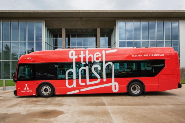 Trinity Metro's electric bus known as the Dash. Courtesy of Trinity Metro.